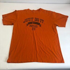 Nike Loose Fit Just Do It Phys Ed Large‎ Swoosh Orange Men Logo T-shirt